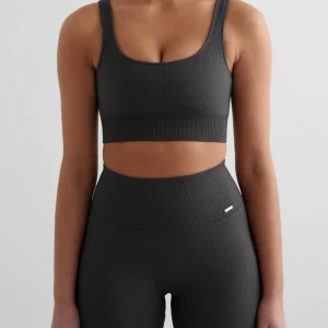 Shadow Grey Ribbed Seamless Bra