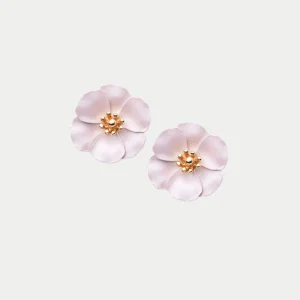 FLOWER SMALL CLIP ON EARRINGS PEARL PINK