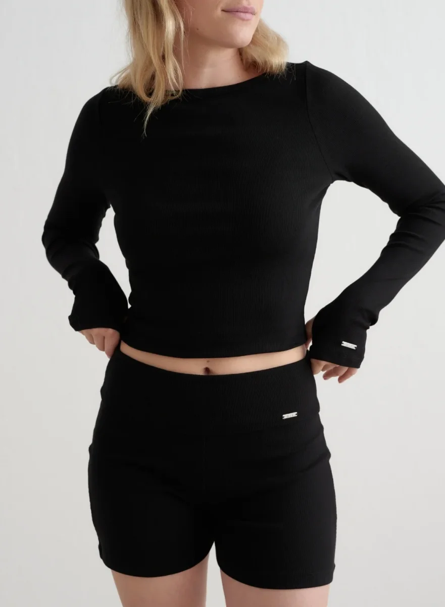 Black Ease Ribbed Shorts - Bild 3