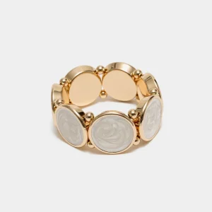 AVA PEARL ELASTIC BRACELET - GULD/VIT