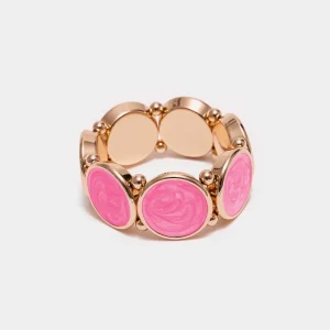 AVA PEARL ELASTIC BRACELET - GULD/ROSA