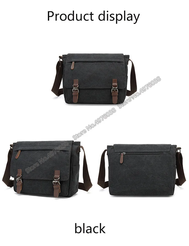Men's Canvas Crossbody Messenger Bag – Vintage Shoulder Bag - Bild 9