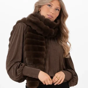 MINERVA PÄLS SCARFS COFFEE BROWN