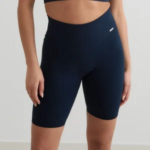 Navy Ribbed Biker Shorts