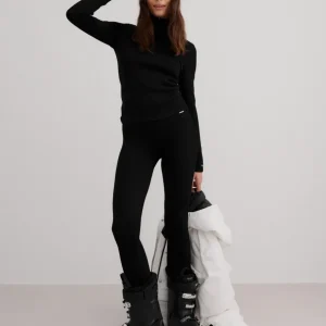 Black Ribbed Wool Leggings