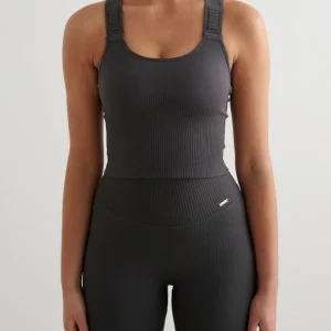 Shadow Grey Ribbed Seamless High Support Bralette