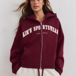 Merlot Varsity Sweat Zip Hood