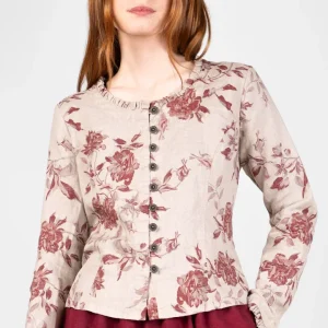 Blus med volangdetaljer, figursydd