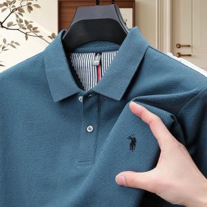 Men's Cotton Striped Polo Shirt - Paul Pony Embroidered 100% Cotton Summer Top