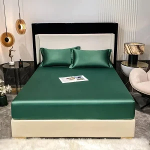 1000TC Egyptian Cotton Fitted Sheet with Pillowcases - Premium Long Staple Solid Plain Elastic Bed Sheet