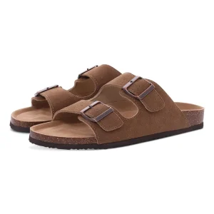Comwarm Womens Suede Mules with Arch Support - Comfortable Beach Slides and Clogs Sandals