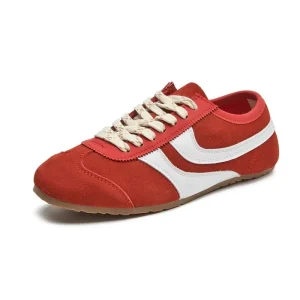 Genuine Leather Women's Retro Sneakers - Large Size Training Shoes