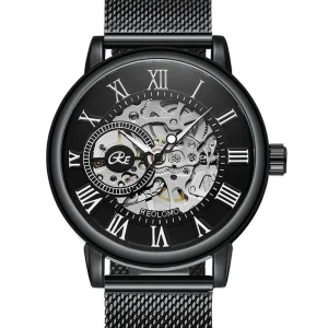 Luxury Skeleton Mesh Strap Watch for Men - Elegant Mechanical Timepiece