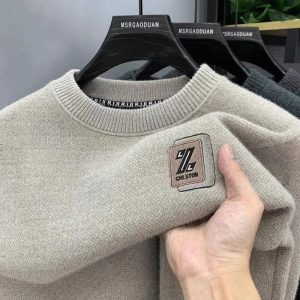 Men's Fleece Lined Knit Sweater - Cozy Comfort for Autumn & Winter