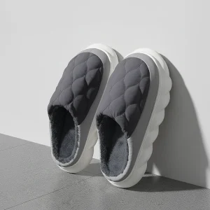 Winter Casual Men's Slippers - Cozy Waterproof Home Shoes with Soft Fur