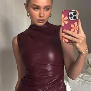 Women Y2K Vintage Tank Top - Simple Basic High Waist Skinny Sleeveless Shirt